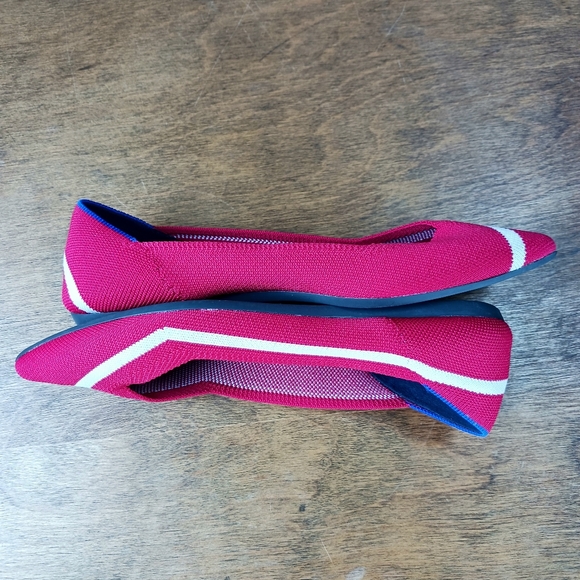ROTHY'S The Point Rare Lollipop Red White Reflective Racing Stripe Flats Size 9 - Picture 8 of 10
